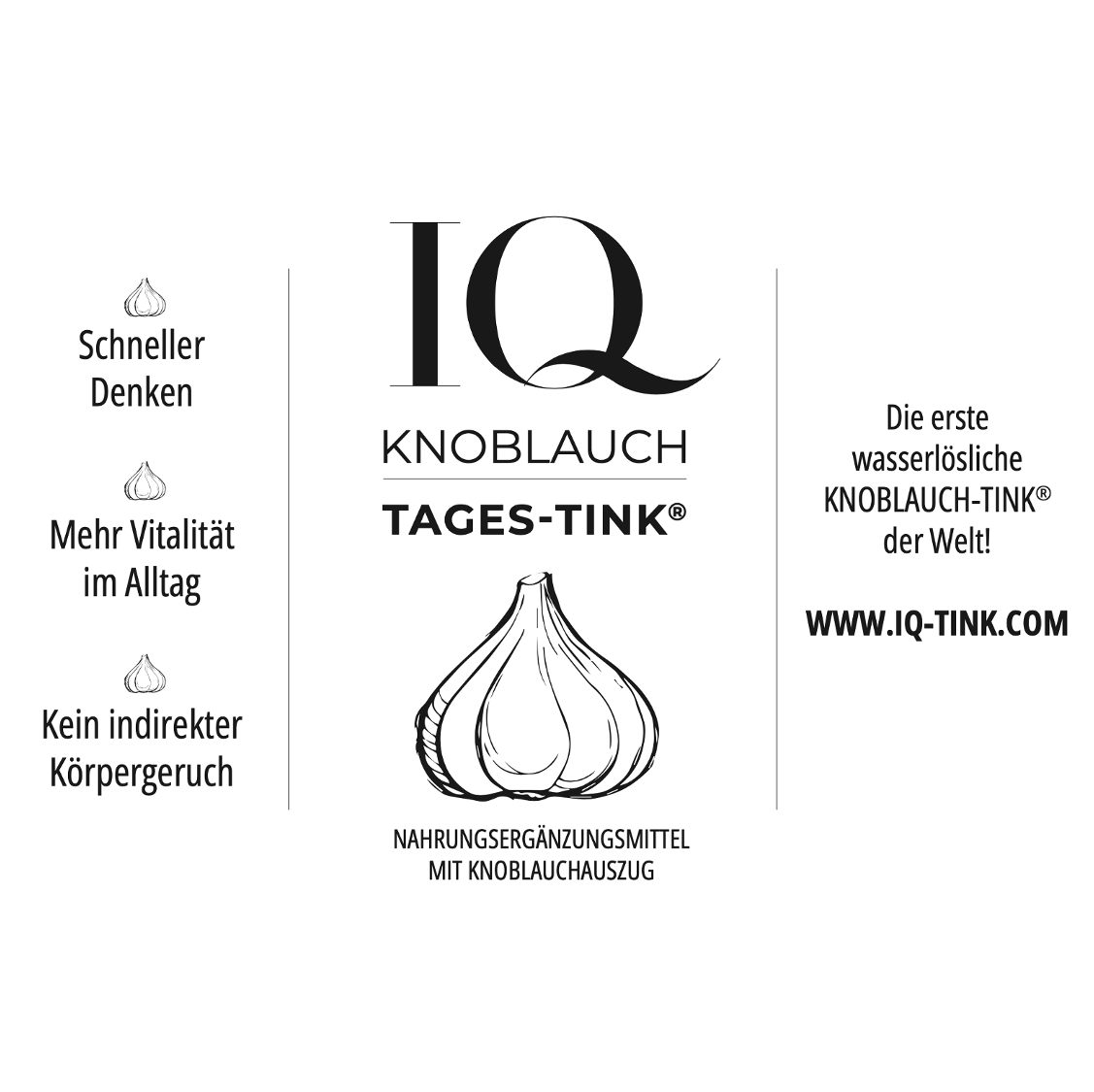 IQ-TINK.com - Der erstmals praktisch wasserlösliche Knoblauch Auszug mit einzigartiger Wirkung!