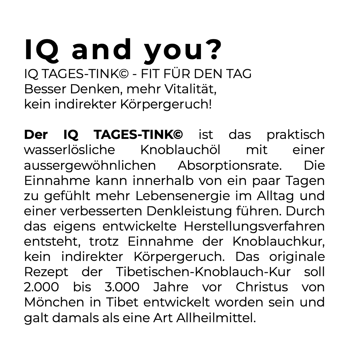 IQ-TINK.com - Der erstmals praktisch wasserlösliche Knoblauch Auszug mit einzigartiger Wirkung!